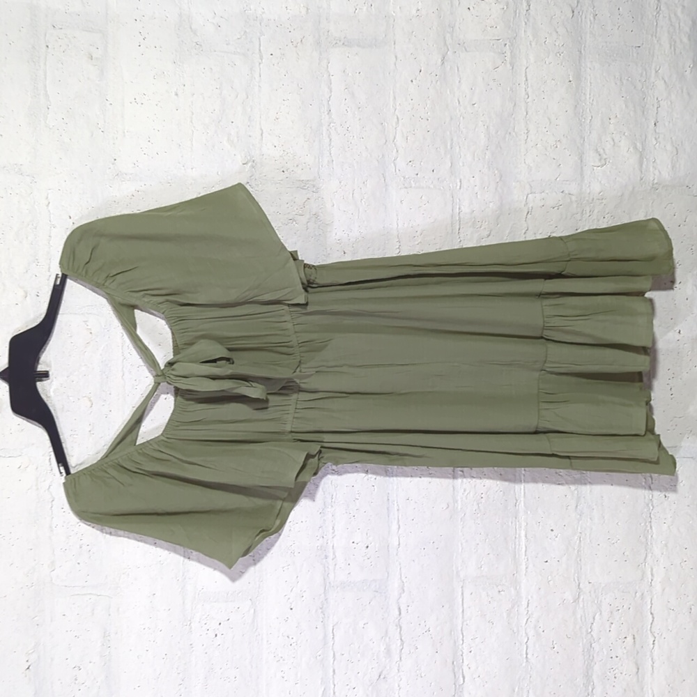 Green Tie Back Mini Dress - Picture 5 of 11